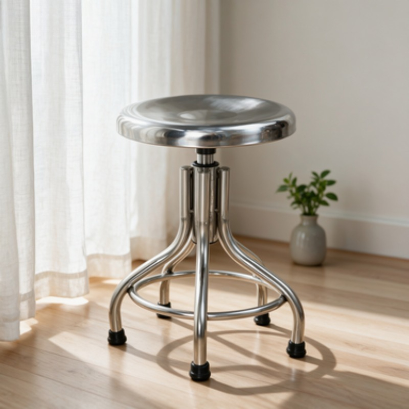 Medical Lab Chair - Tabouret rond pivotant en acier inoxydable